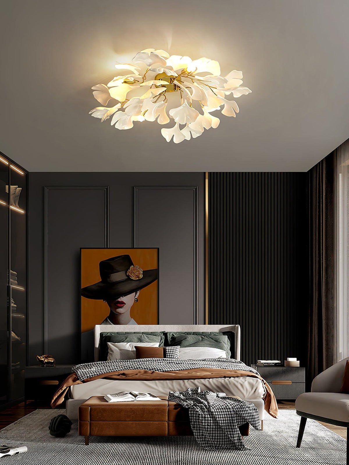 Callenne elegant loftlampe med ginkgoblade