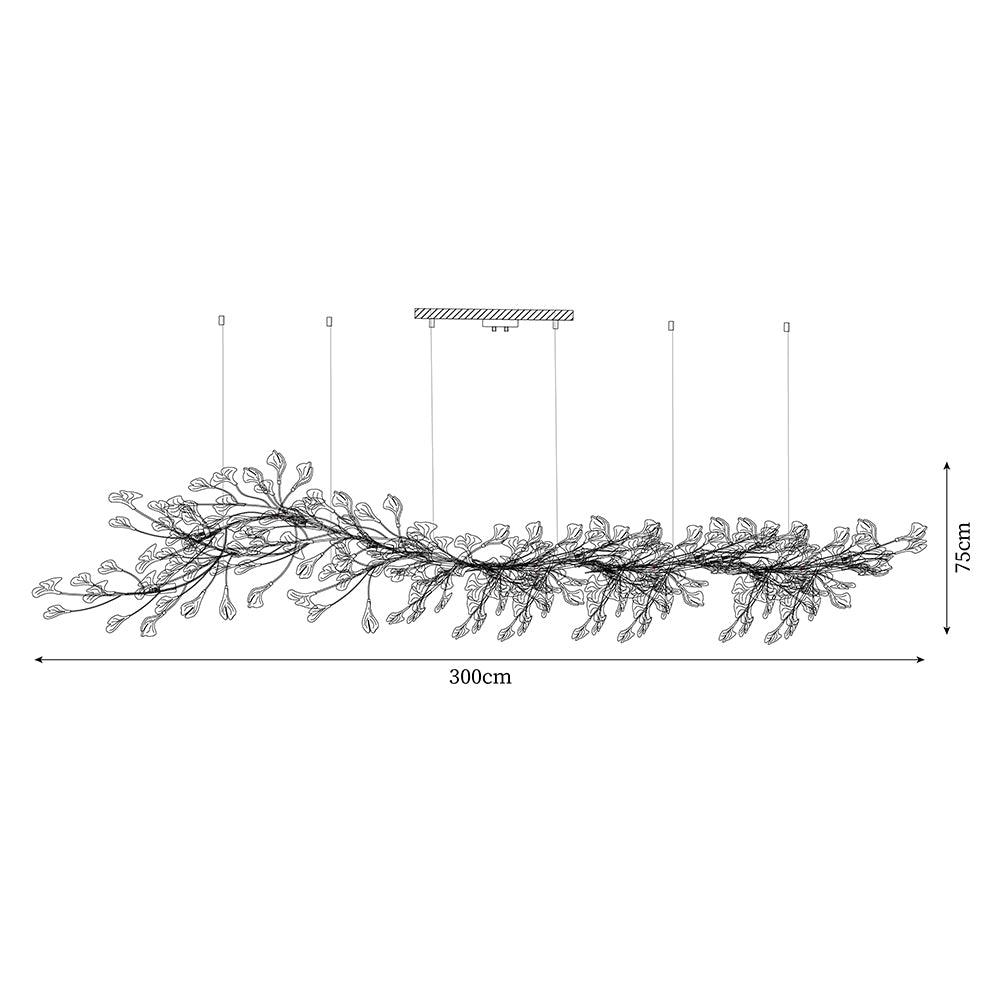 Estrutura de lustre Calix com cúpula de folhas de ginkgo em cerâmica, branco e dourado, moderno
