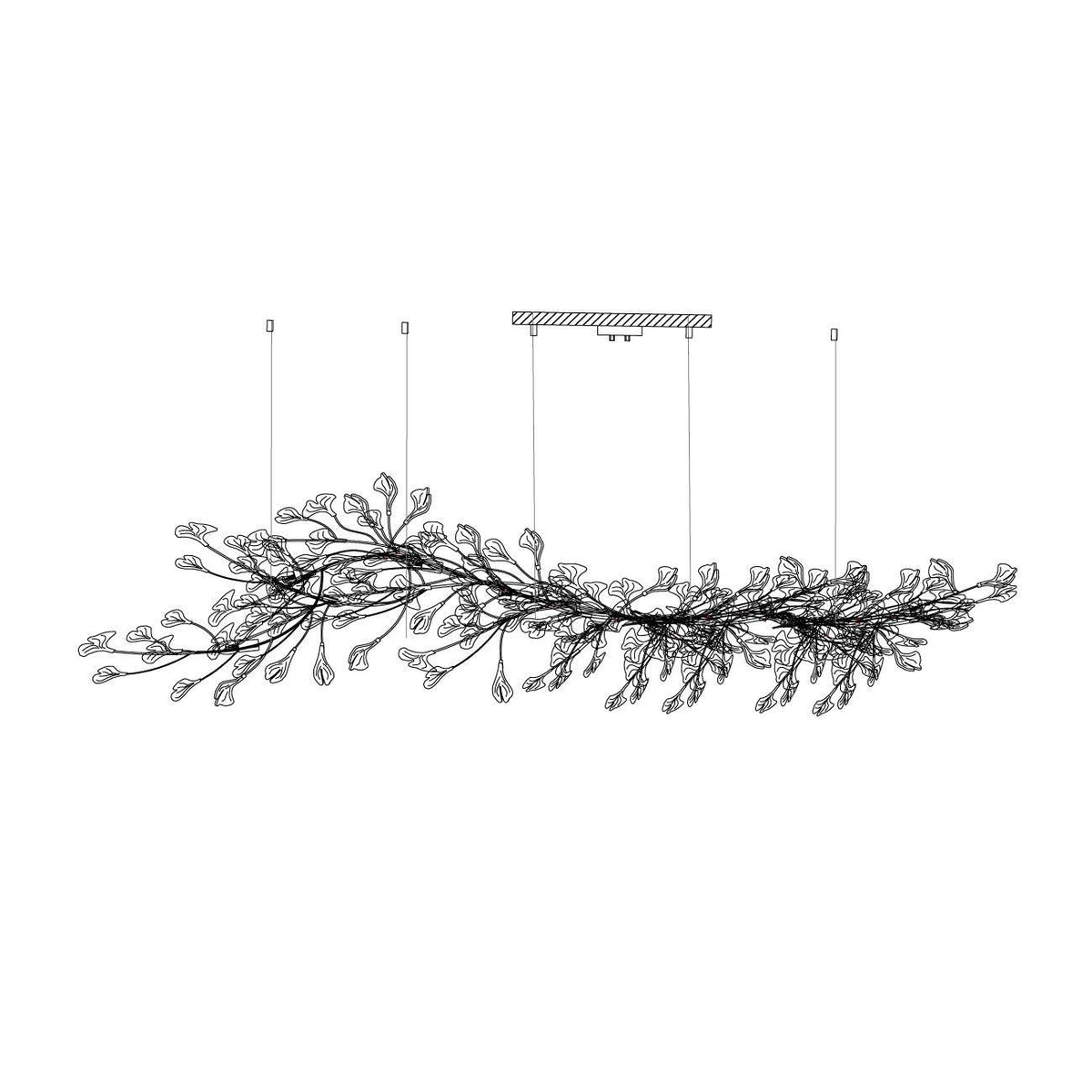 Estrutura de lustre Calix com cúpula de folhas de ginkgo em cerâmica, branco e dourado, moderno
