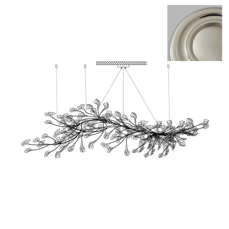 Estrutura de lustre Calix com cúpula de folhas de ginkgo em cerâmica, branco e dourado, moderno