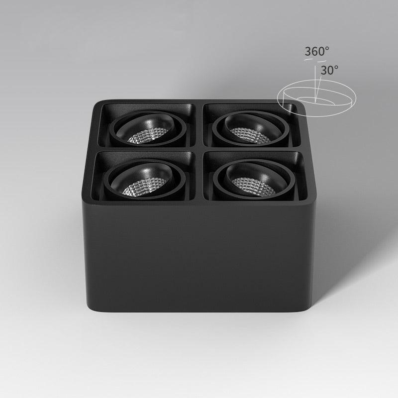 Devely spotlampe til overflademontering med to LED-lyskilder, kantet minimalistisk