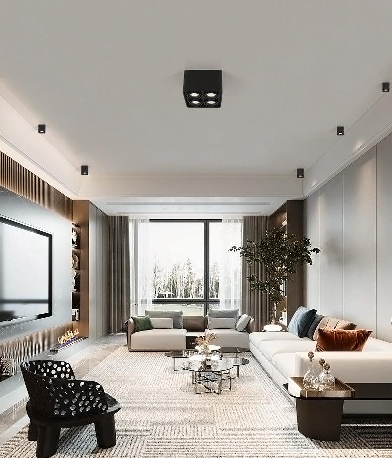 Devely spotlampe til overflademontering med to LED-lyskilder, kantet minimalistisk