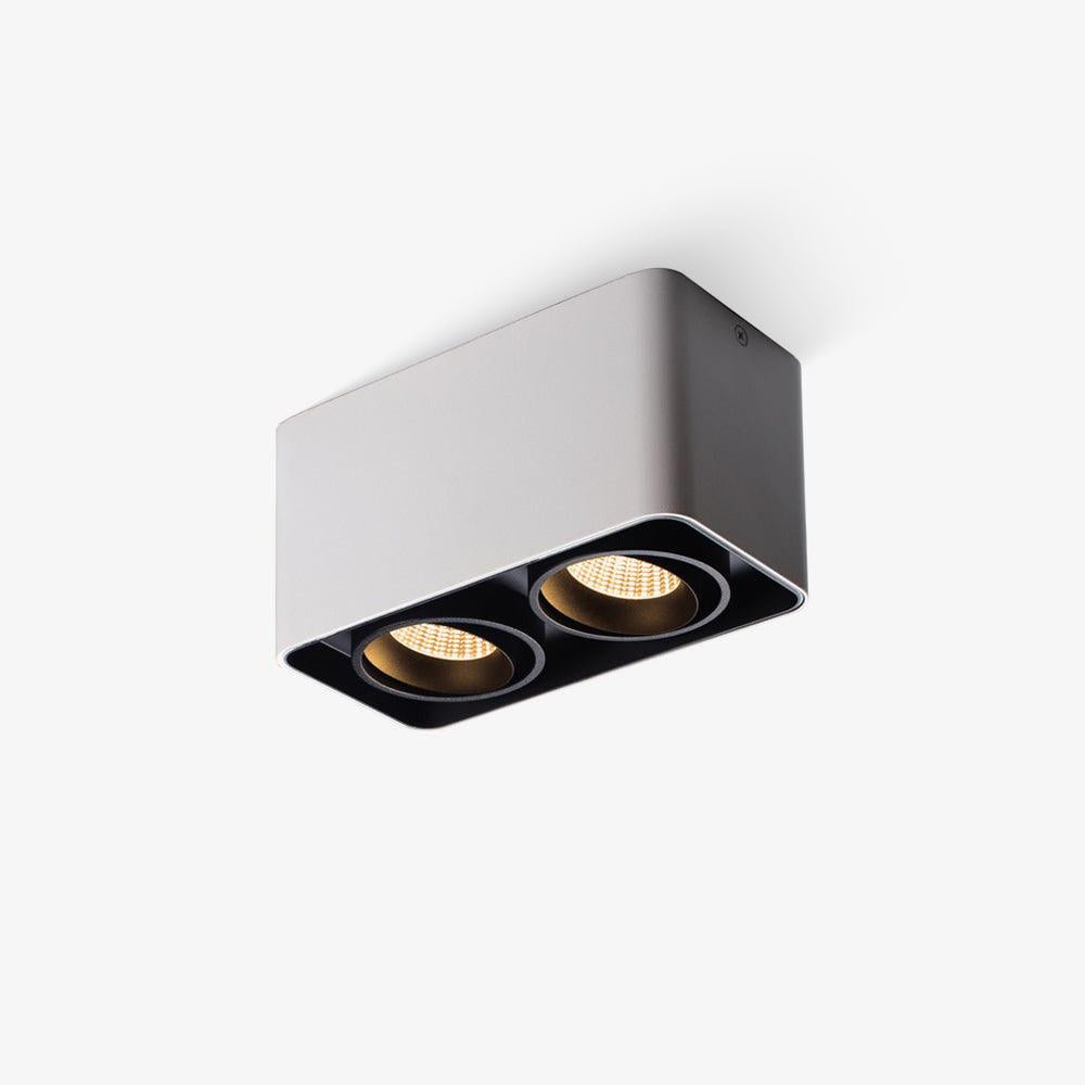 Devely spotlampe til overflademontering med to LED-lyskilder, kantet minimalistisk