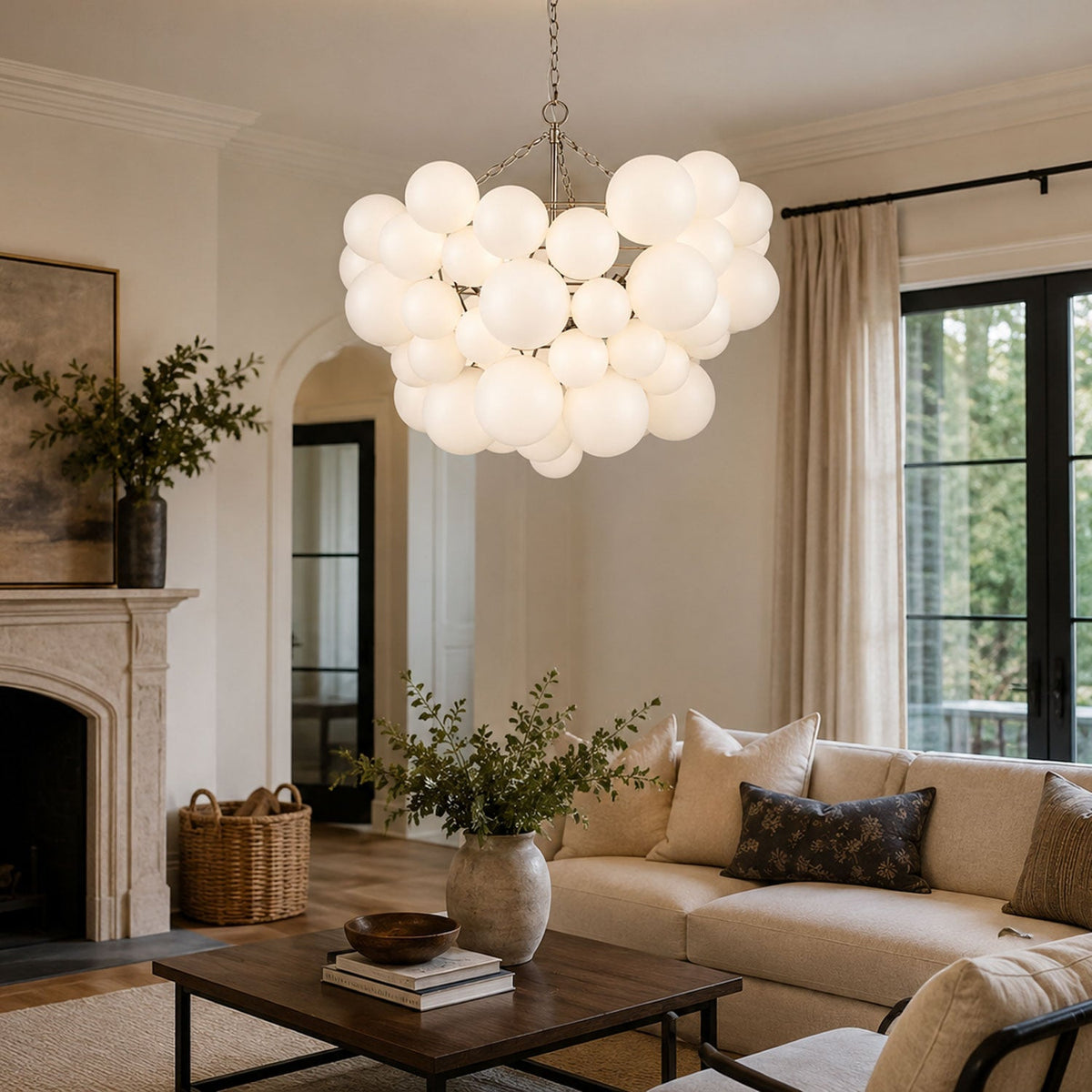 Lustre Velly com bolhas de bolas de vidro