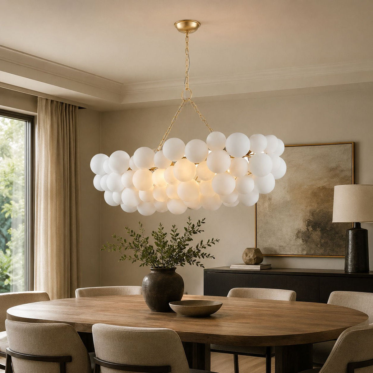 Lustre Velly com bolhas de bolas de vidro