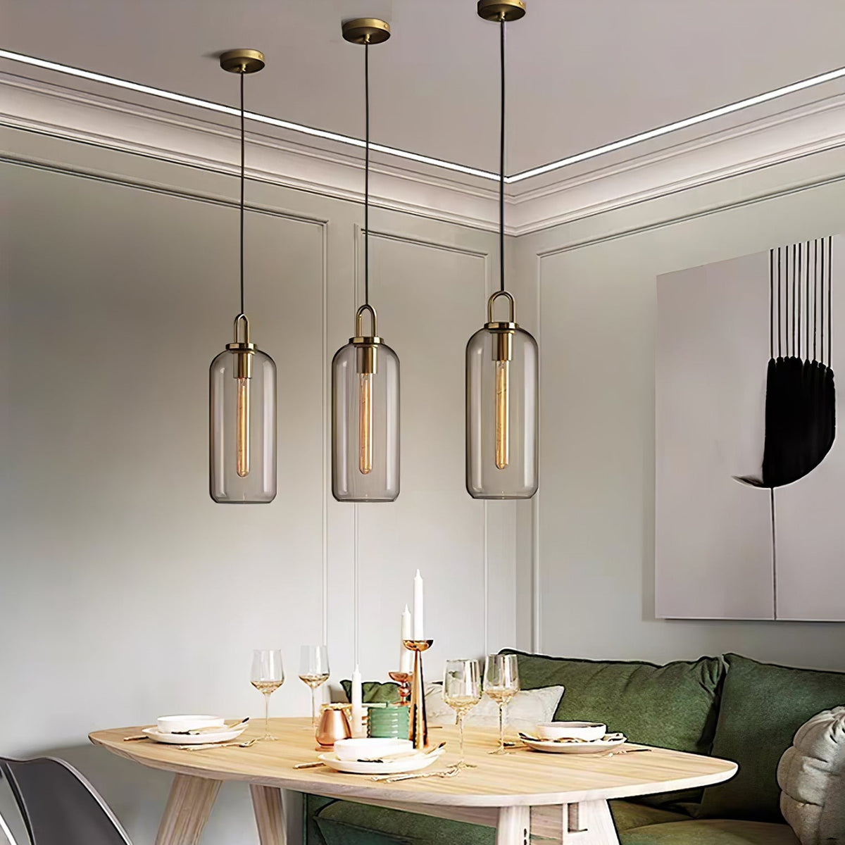 Sevelo pendel i matteret glas, swag-design, justerbar