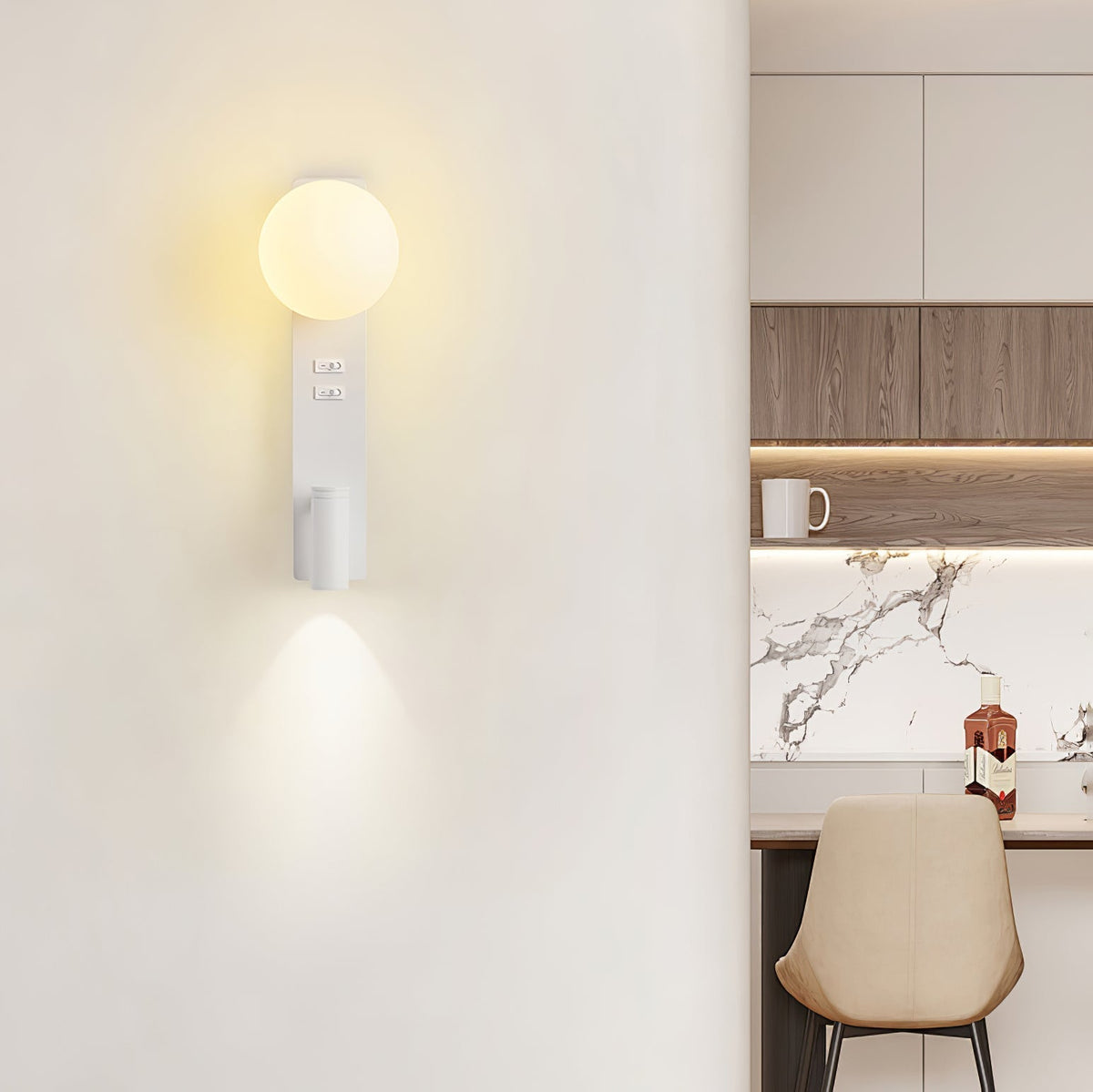 Candeeiro de parede moderno minimalista fino em vidro Thalior