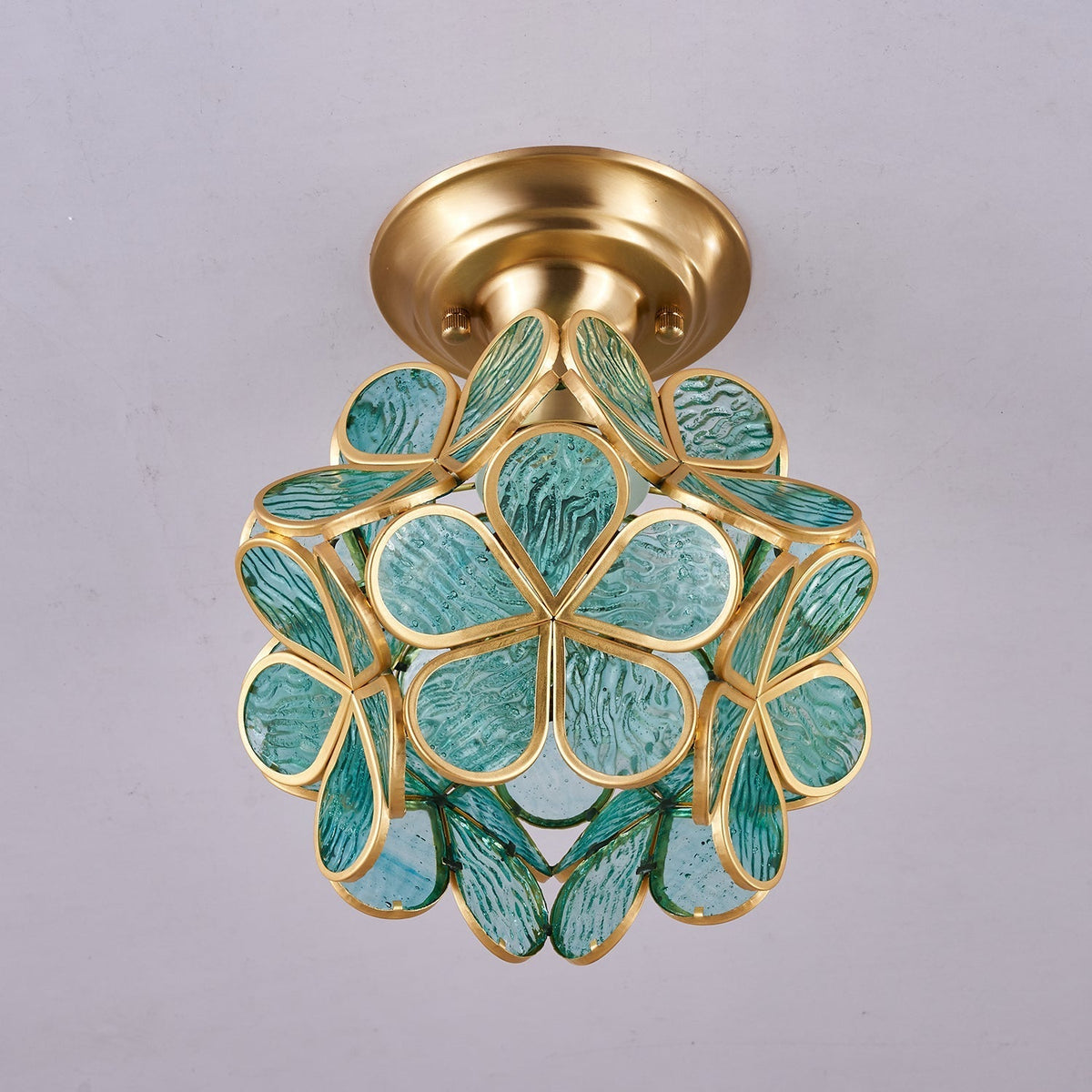 Ullaeiel postmoderne luksusloftlampe med gyldent glas og blomsterdesign