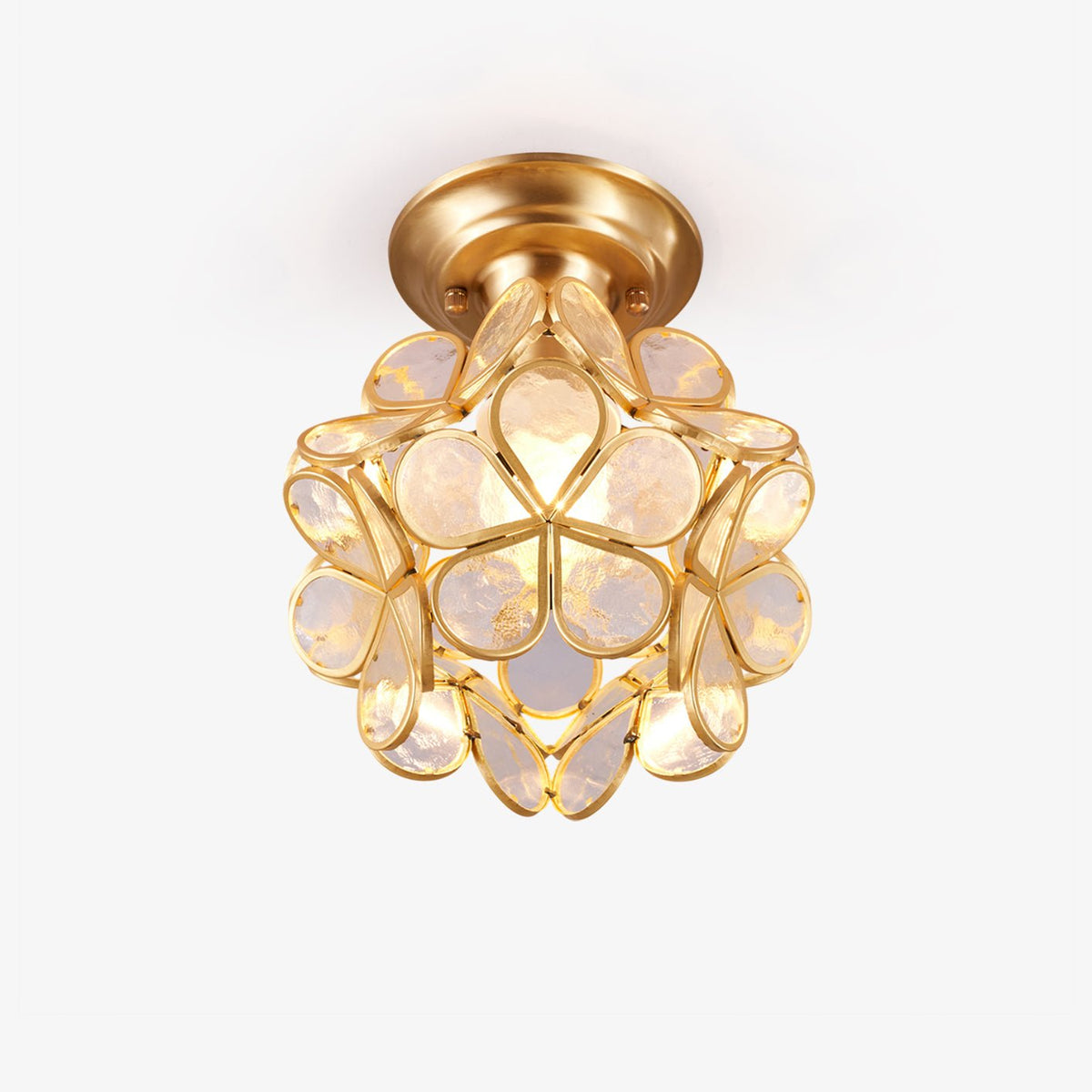 Ullaeiel postmoderne luksusloftlampe med gyldent glas og blomsterdesign