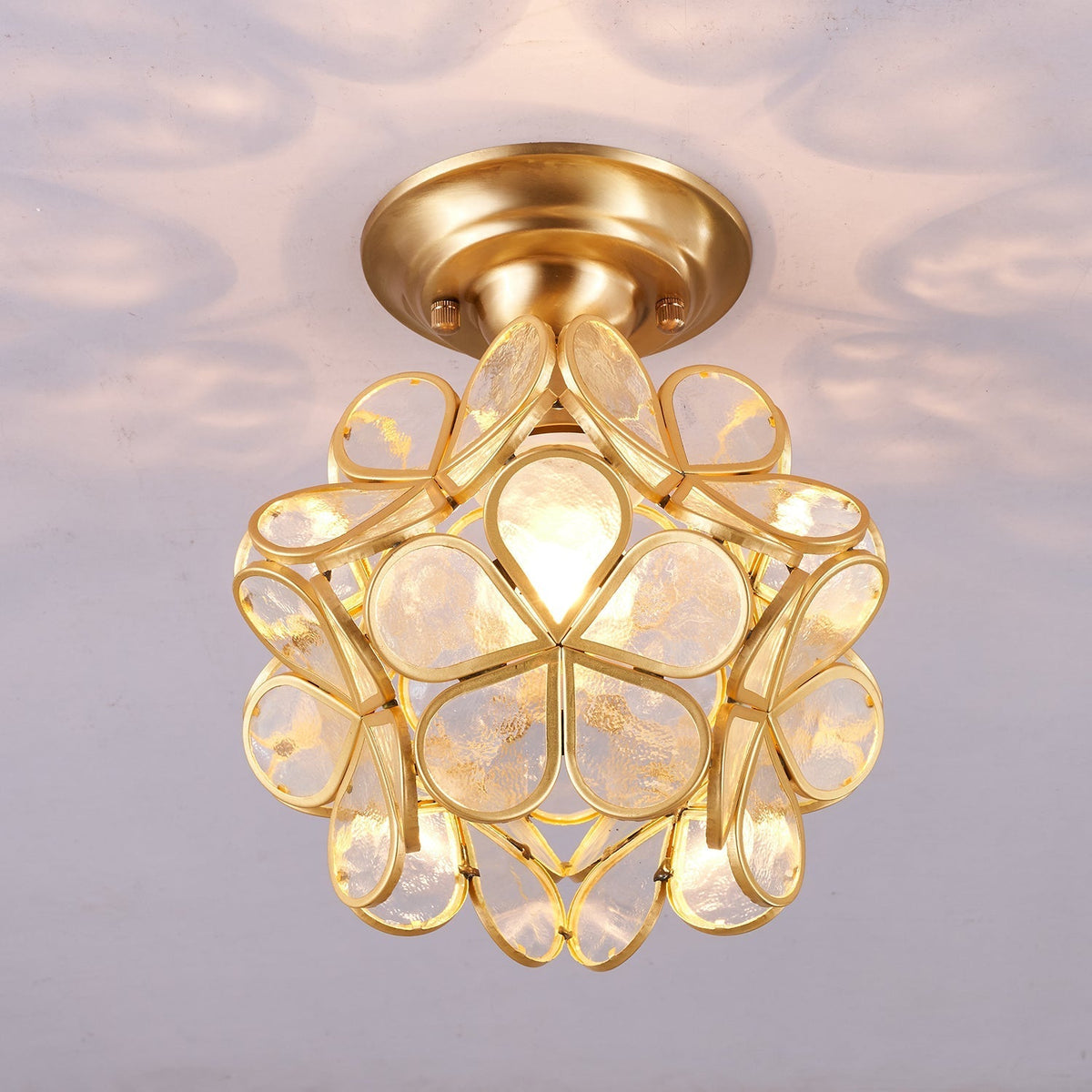 Ullaeiel postmoderne luksusloftlampe med gyldent glas og blomsterdesign