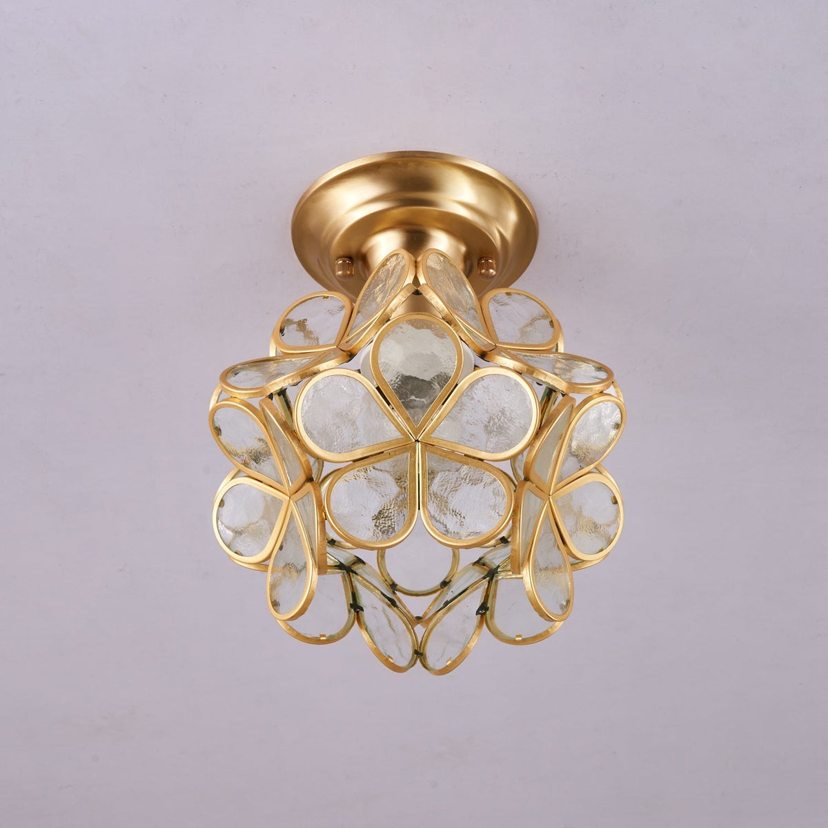 Ullaeiel postmoderne luksusloftlampe med gyldent glas og blomsterdesign