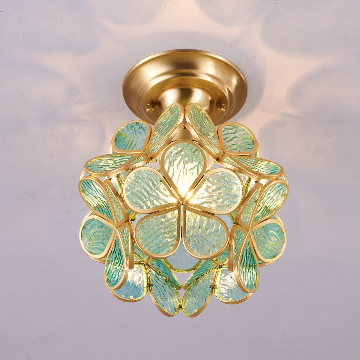 Ullaeiel postmoderne luksusloftlampe med gyldent glas og blomsterdesign