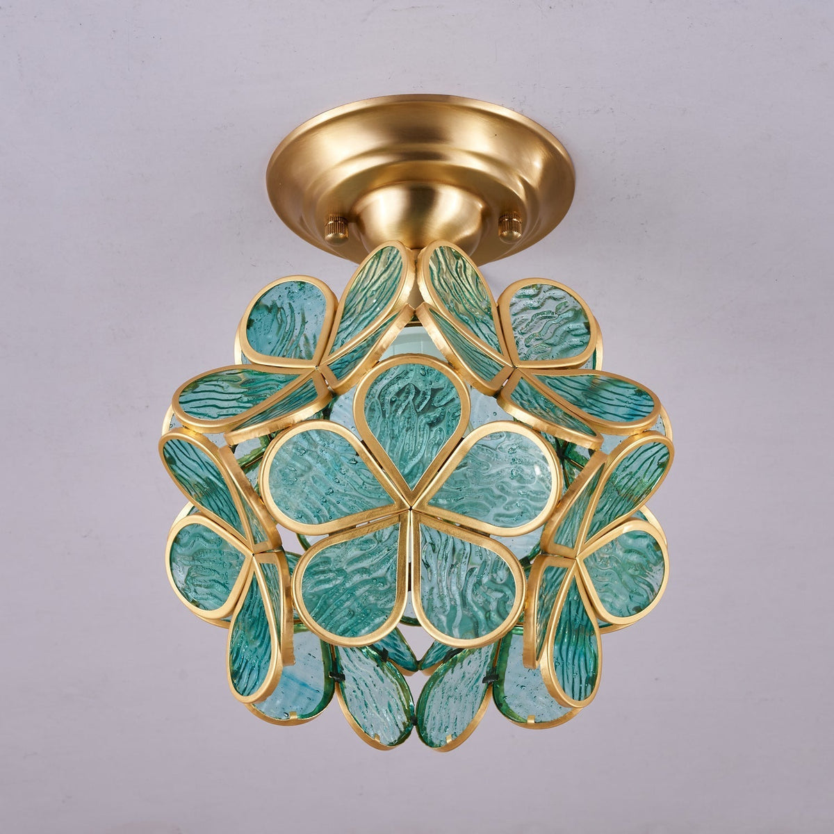 Ullaeiel postmoderne luksusloftlampe med gyldent glas og blomsterdesign