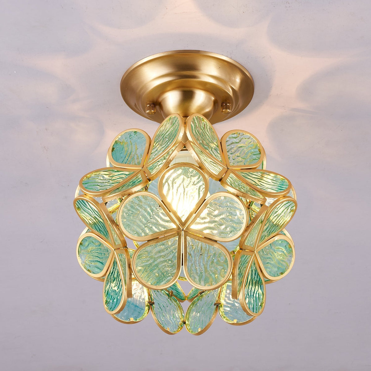 Ullaeiel postmoderne luksusloftlampe med gyldent glas og blomsterdesign