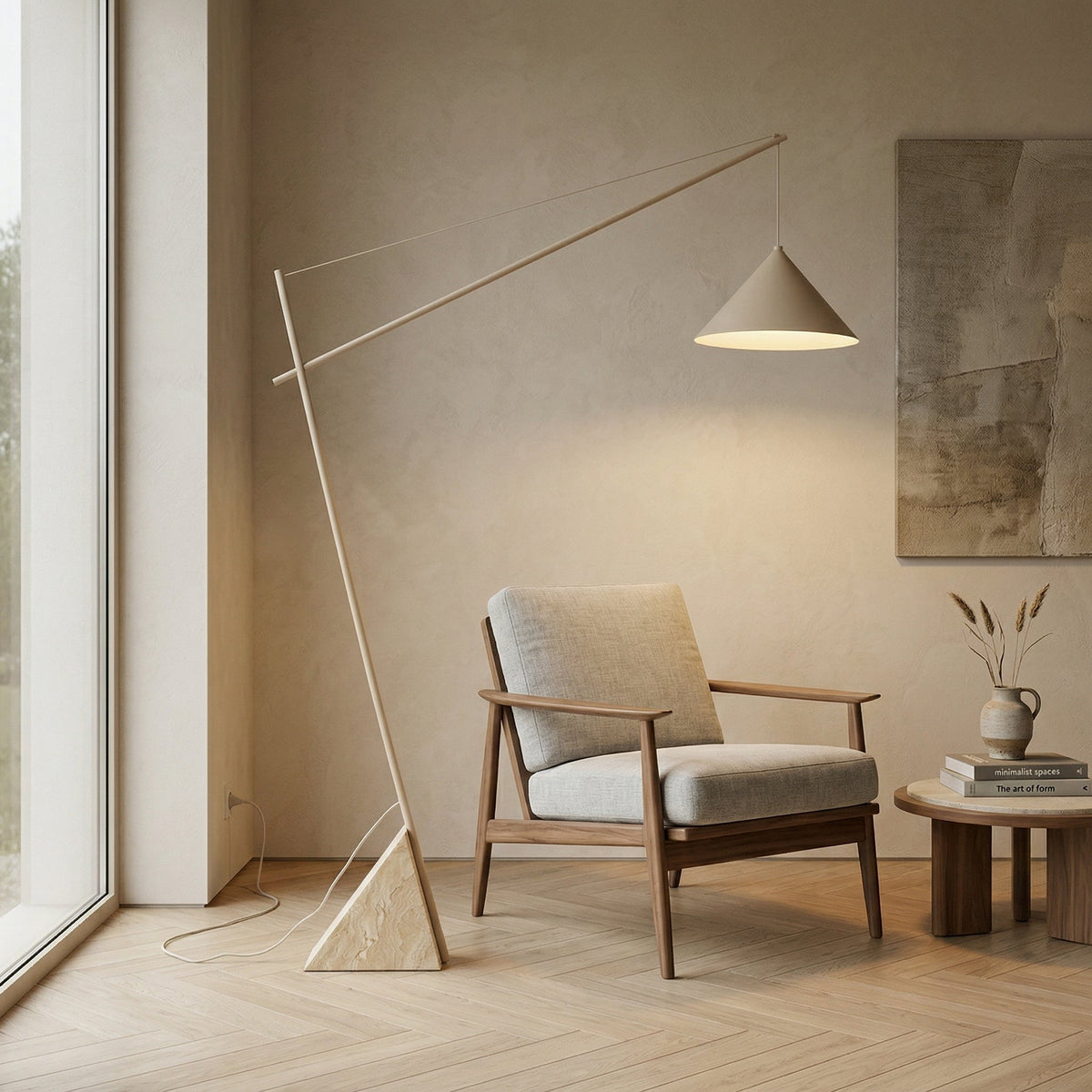 Valorielle travertingolvlampa