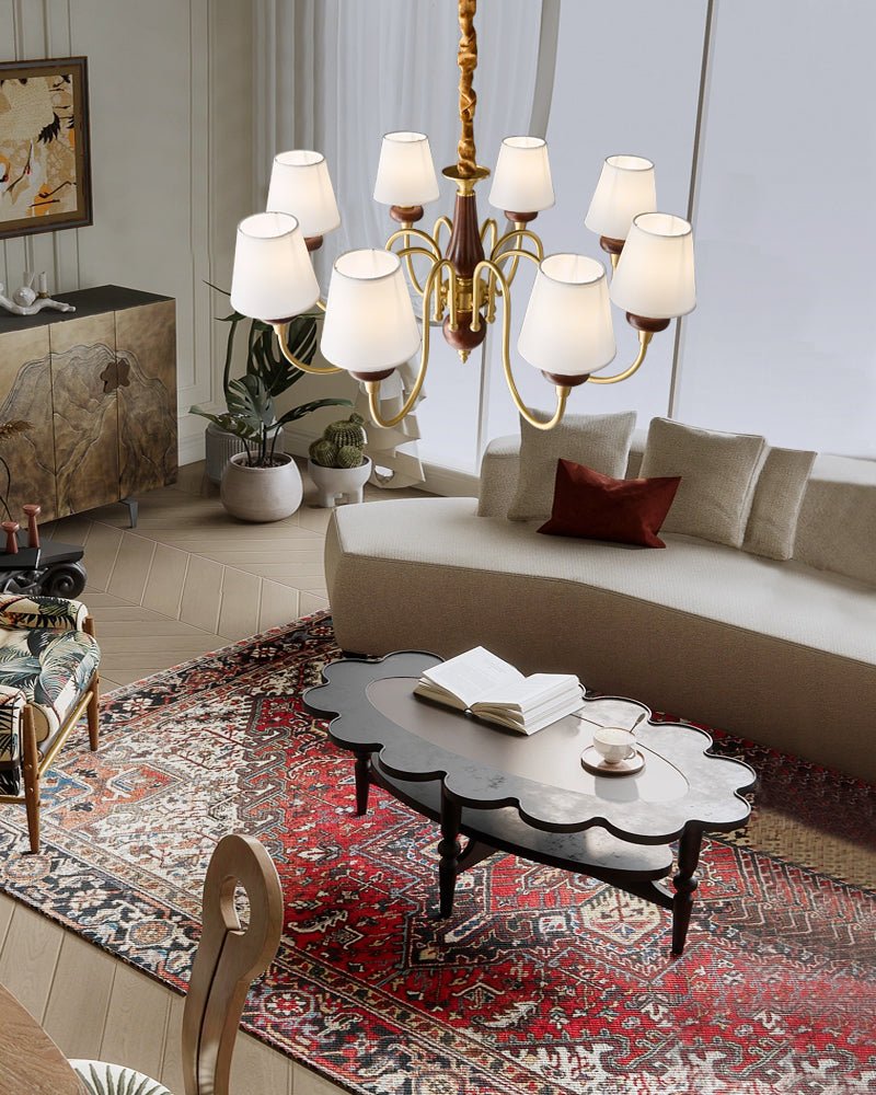 Zovena klassinen elegantti vintage-tyylinen kangas- ja puukattokruunu