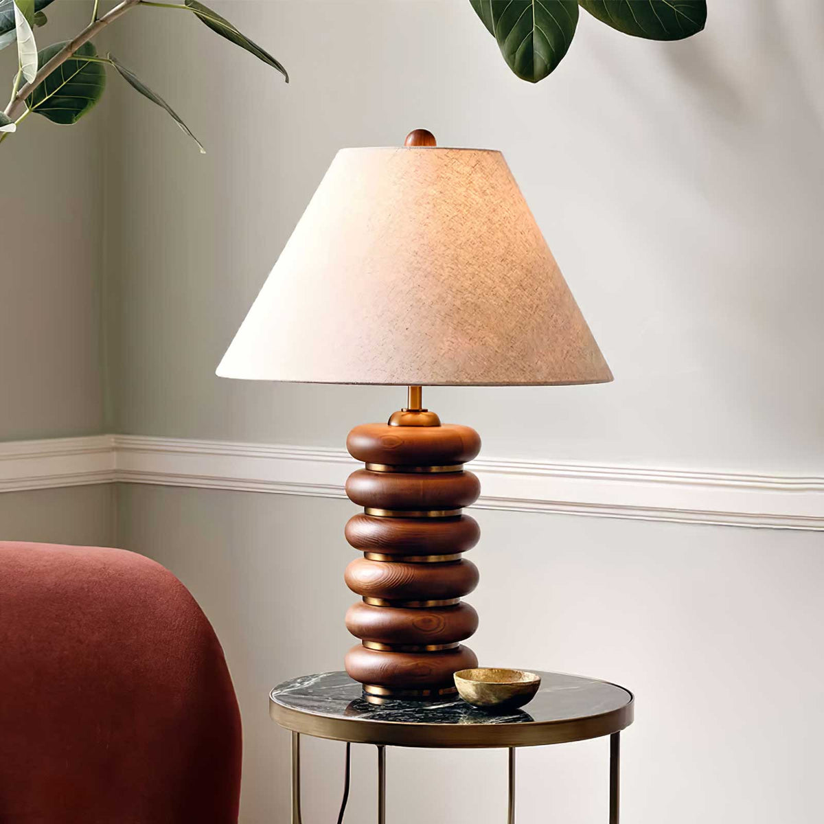 Candeeiro de mesa minimalista em madeira Rinalia