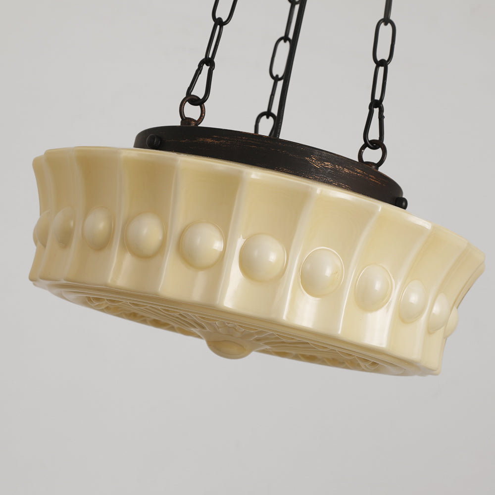 Valentina vintagependellampa med kupol i fransk lantstil, vit/beige