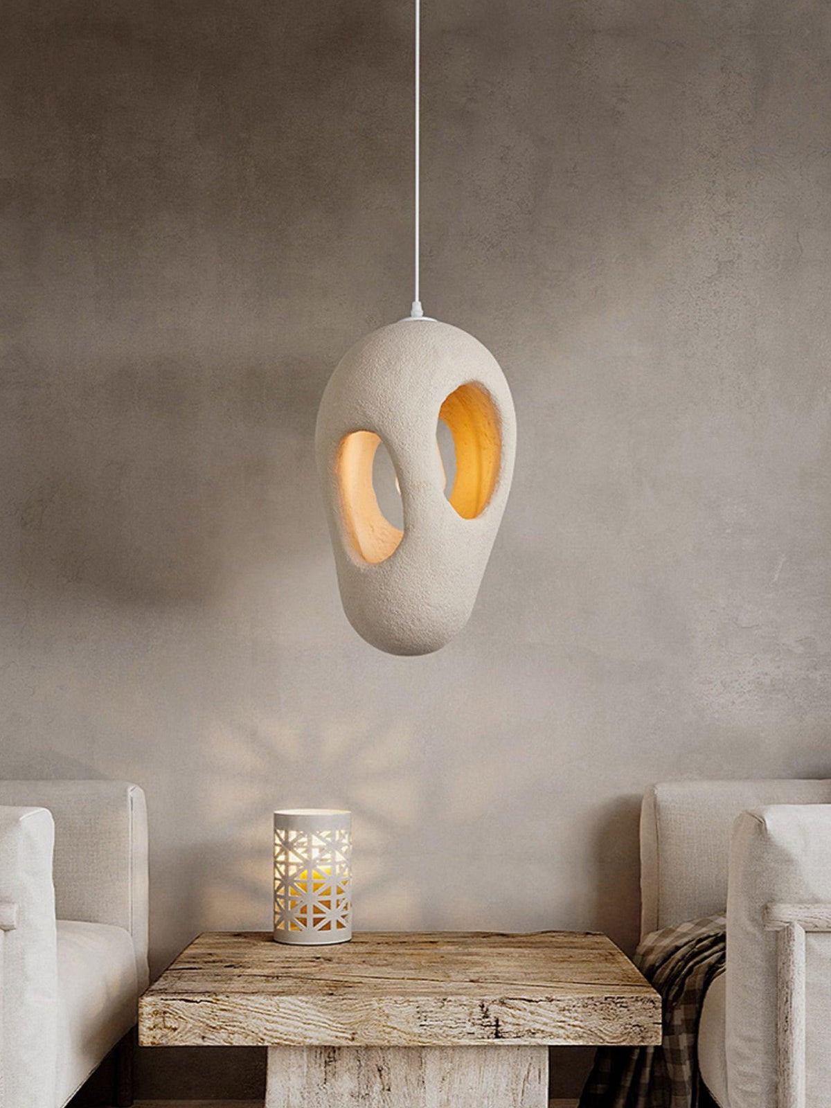 Evenu beige kunstnerisk pendellampe