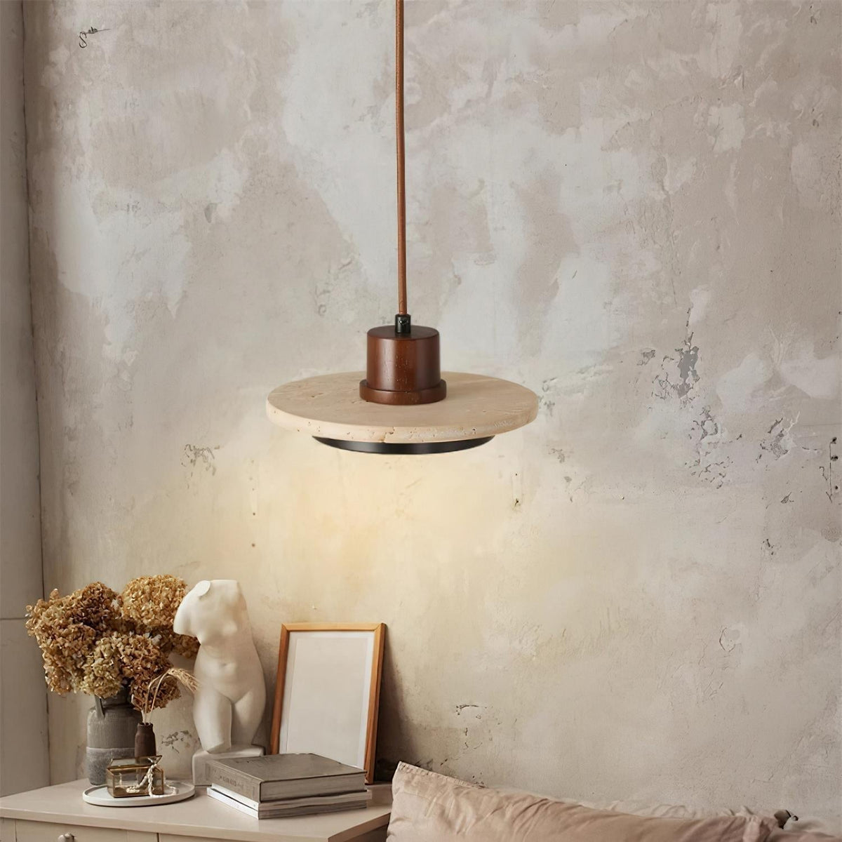 Valen LED-pendellampa i travertin