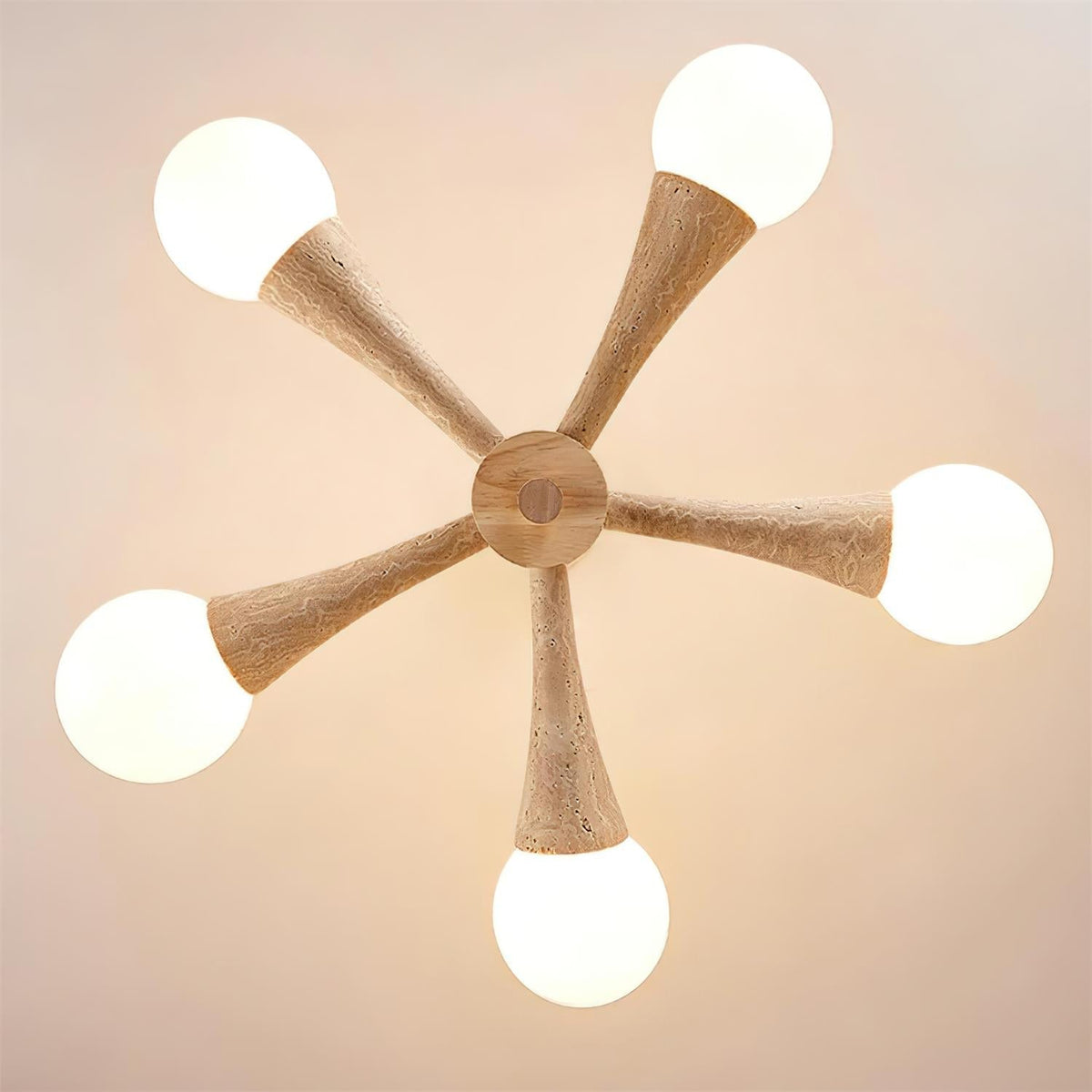 Tavenina infälld taklampa i trä, travertin