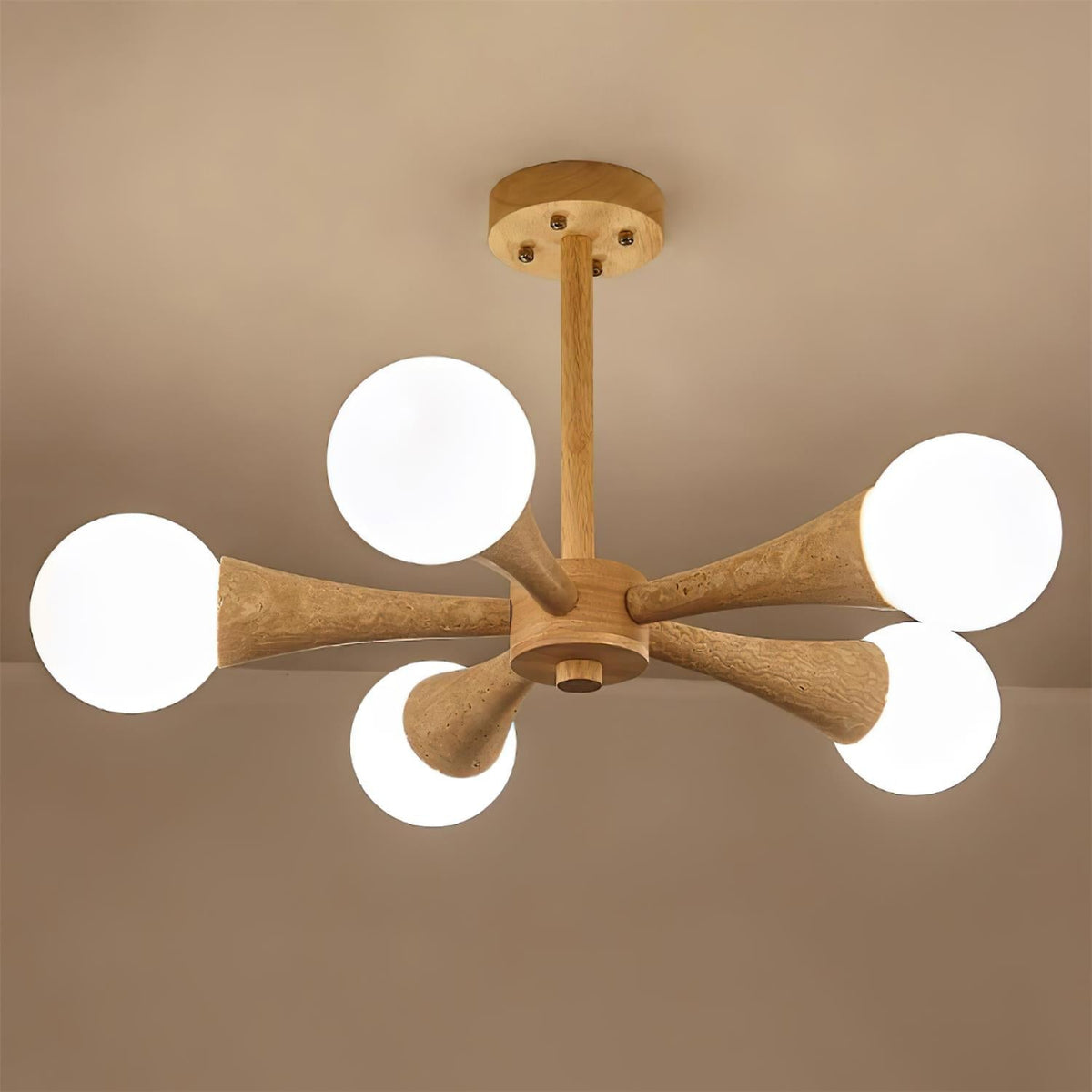 Tavenina infälld taklampa i trä, travertin