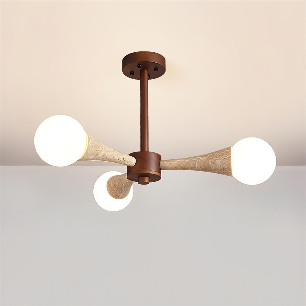 Tavenina infälld taklampa i trä, travertin