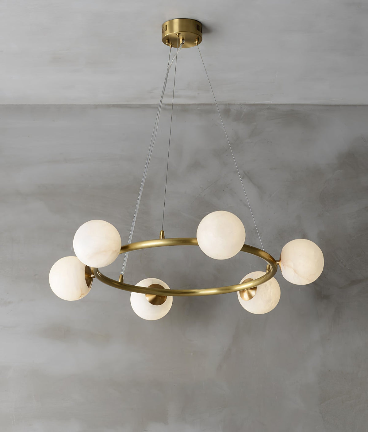 Candelabro Helix, globo de alabastro com halo