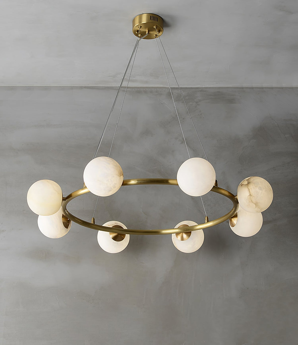 Candelabro Helix, globo de alabastro com halo