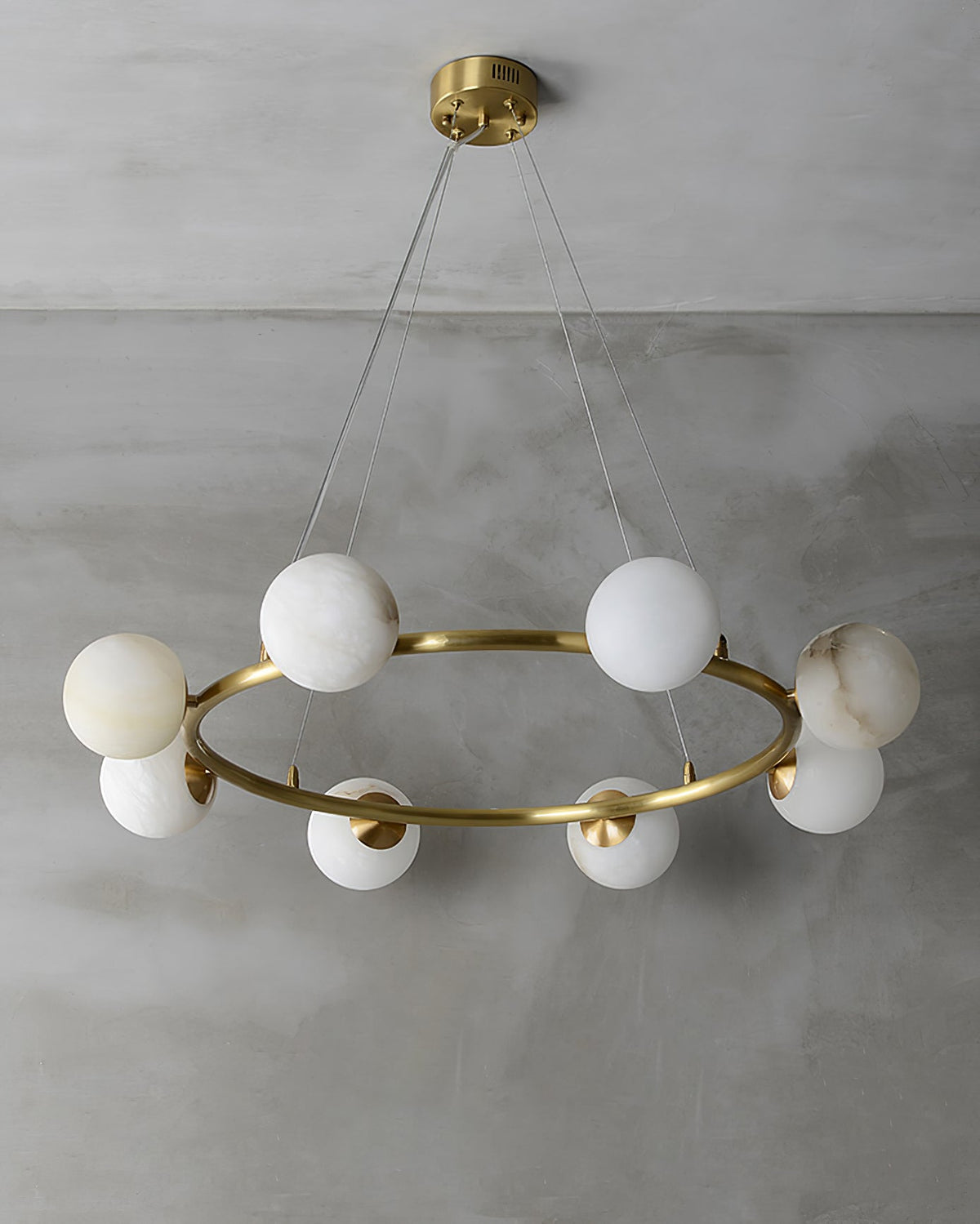Candelabro Helix, globo de alabastro com halo