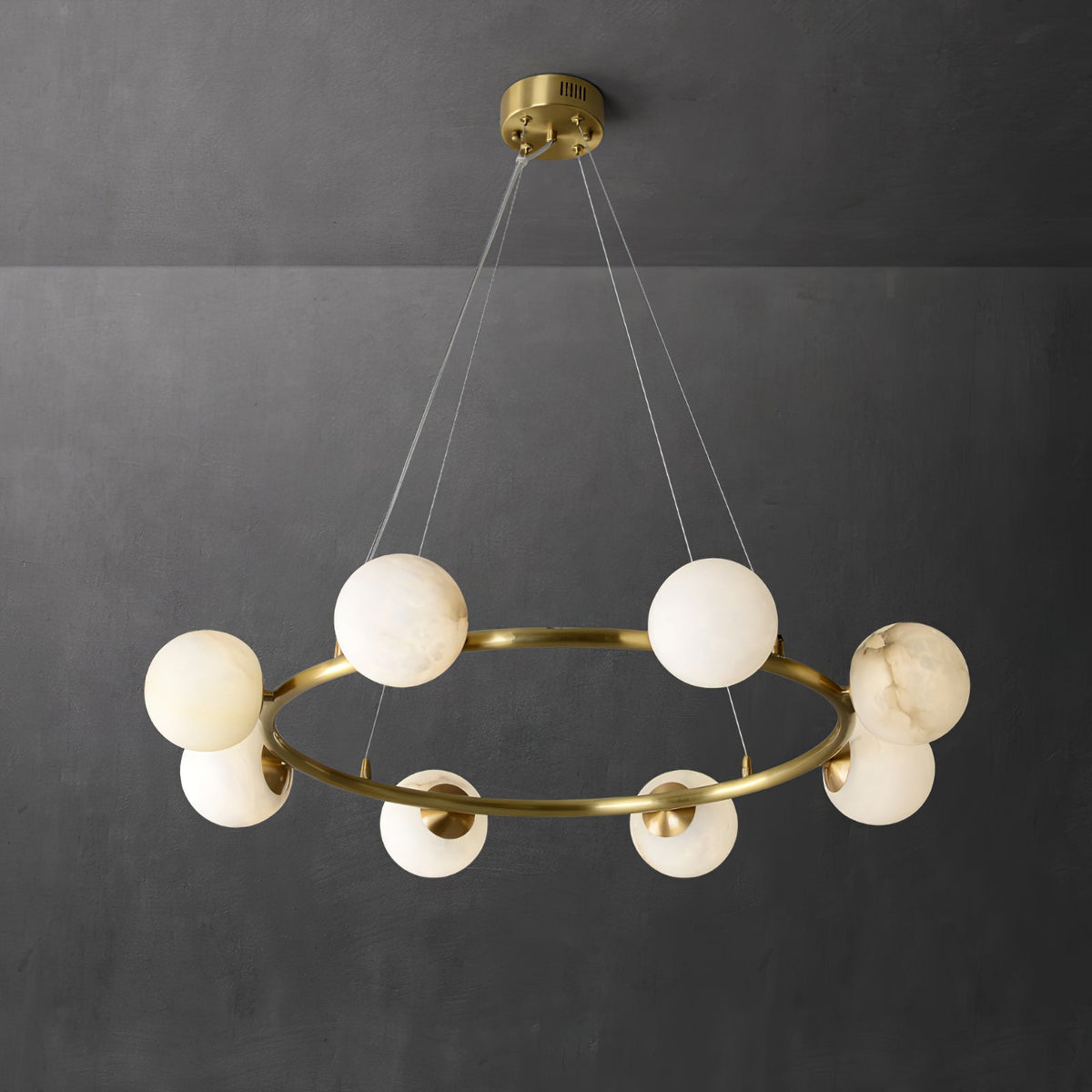 Candelabro Helix, globo de alabastro com halo