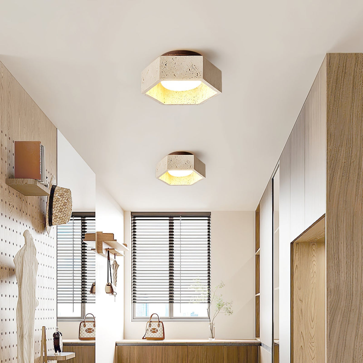 Noriaine loftslampe i travertin