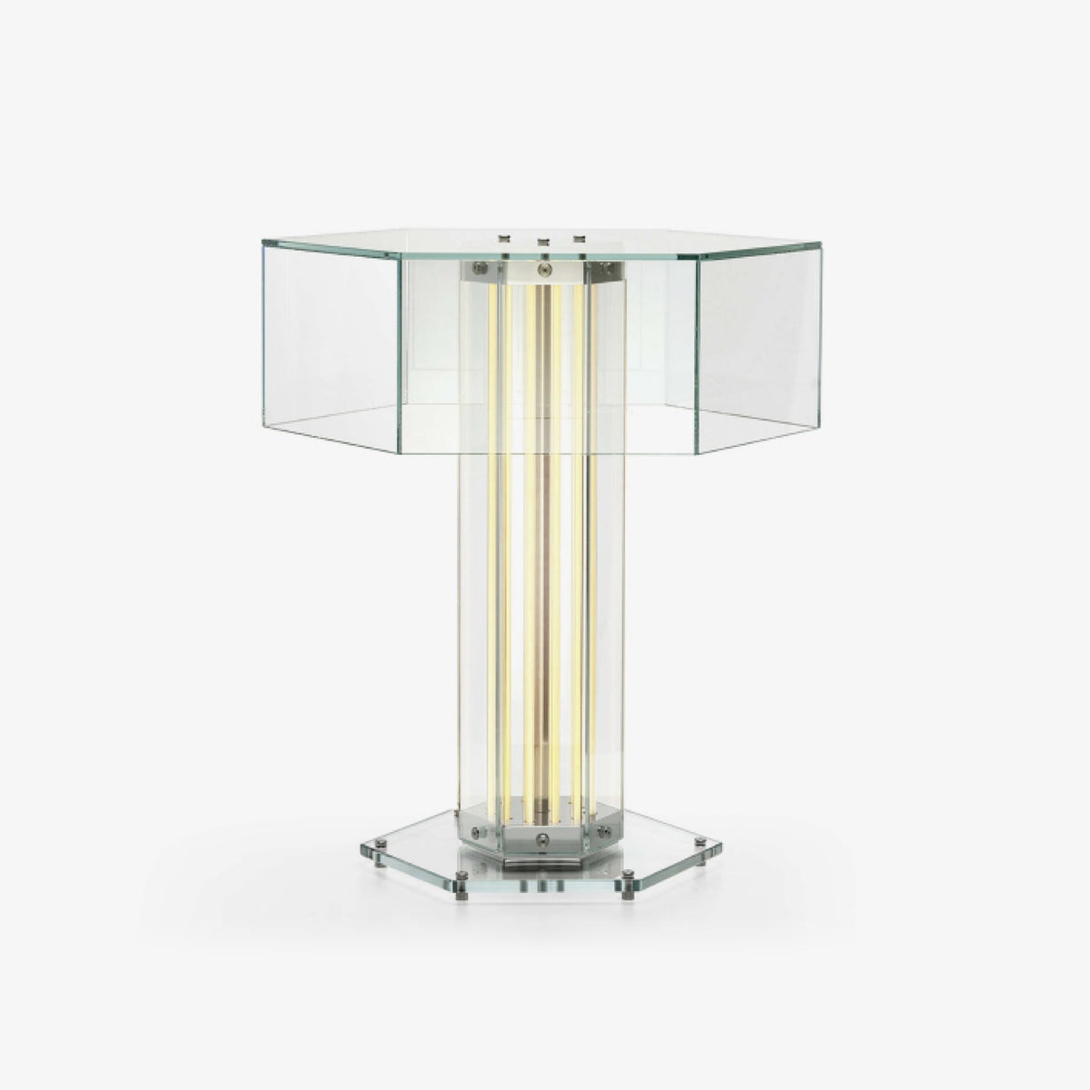 Bordlampe med sekskantet glas