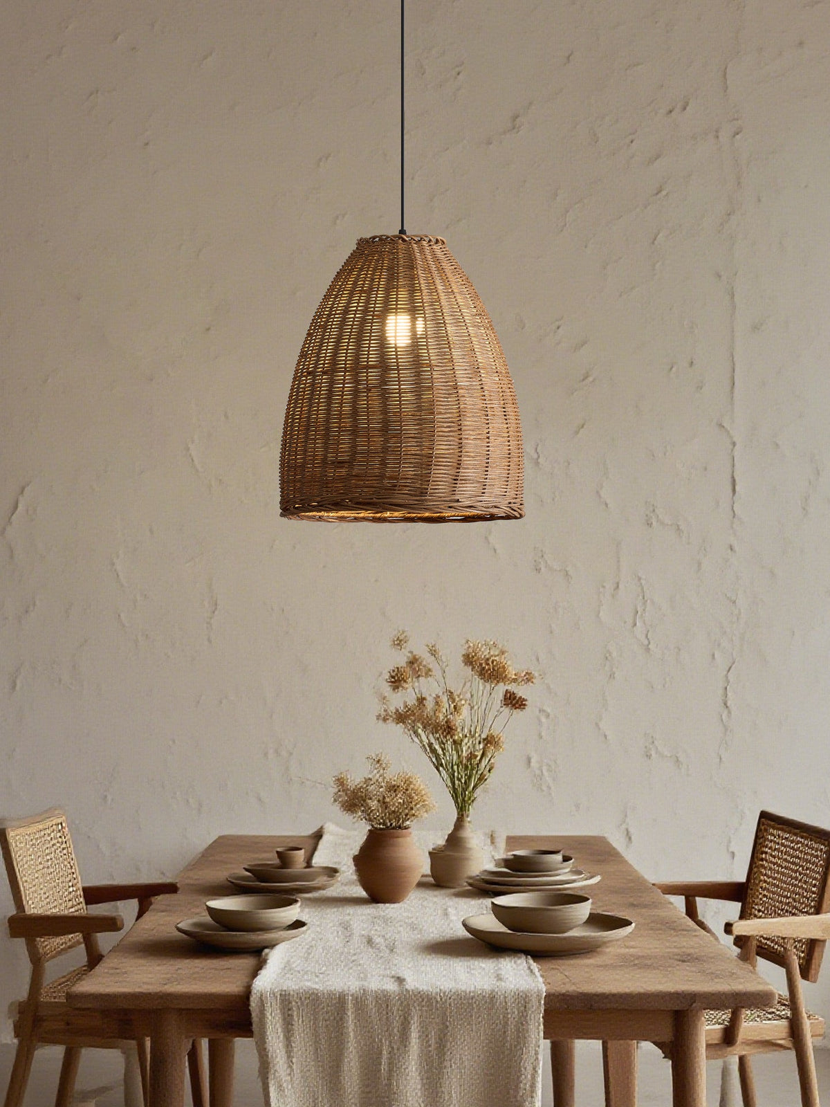 Jarrowcombe-pendellampe i flettet rattan