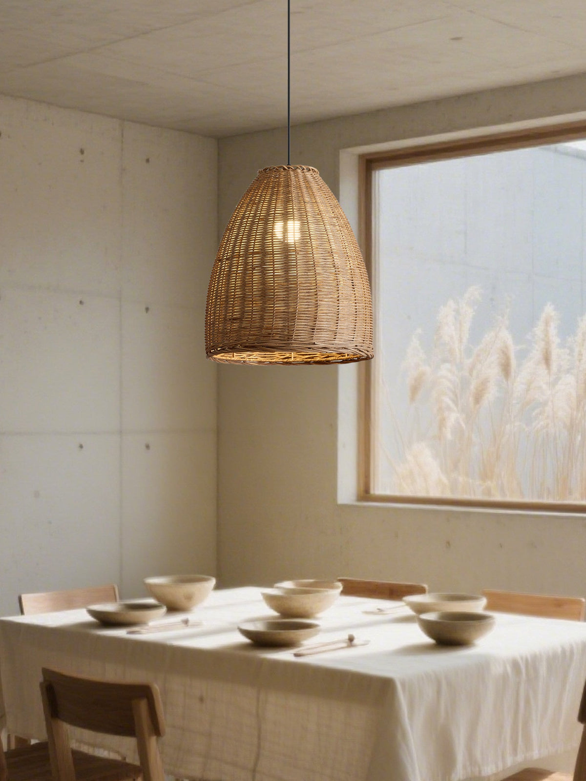 Jarrowcombe-pendellampe i flettet rattan