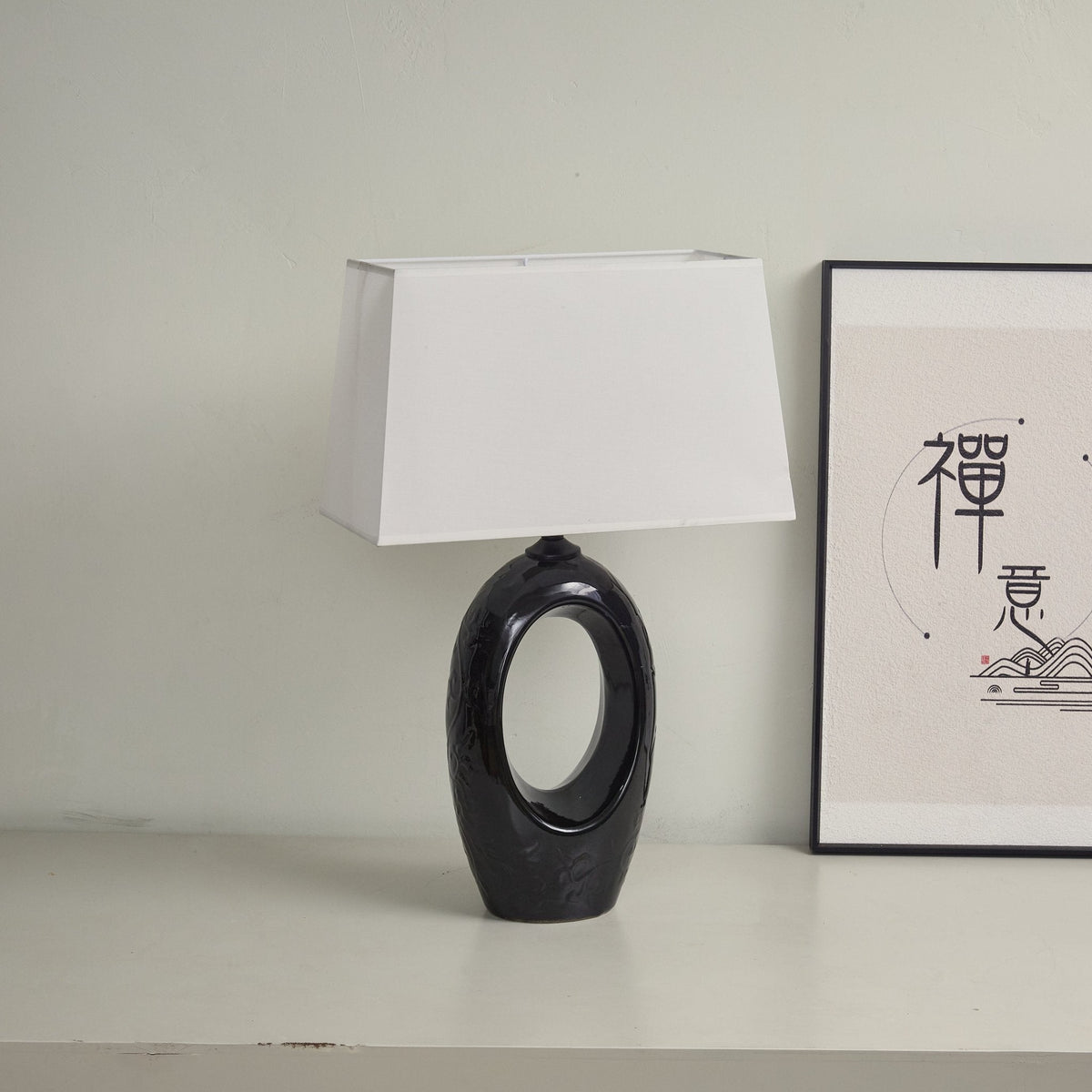 Vesperon oval keramisk bordlampe