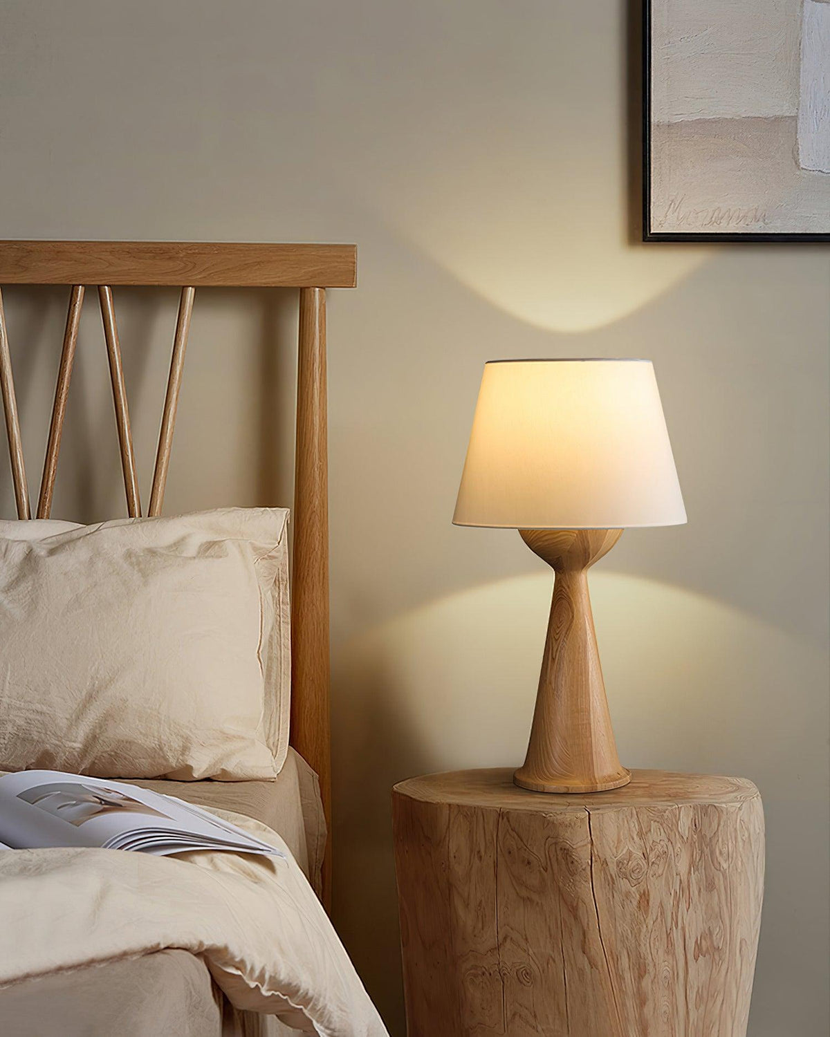 Tempo vintage-bordlampe i træ