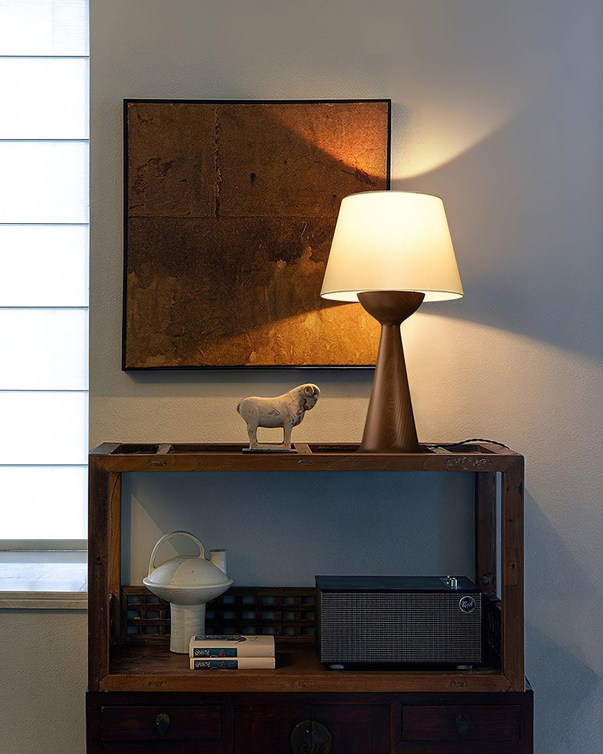 Tempo vintage-bordlampe i træ