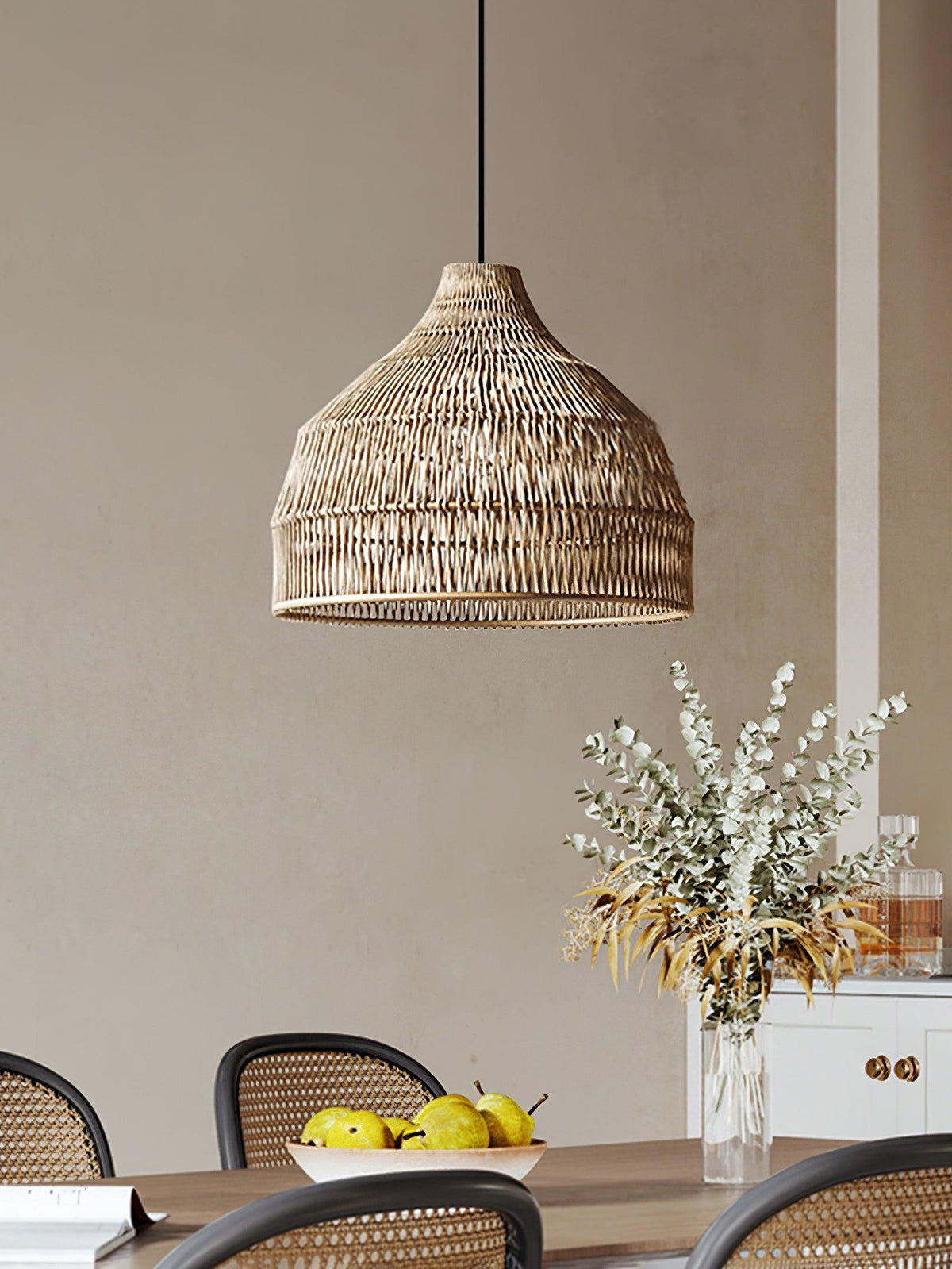 Candeeiro suspenso vintage em vime Wickora