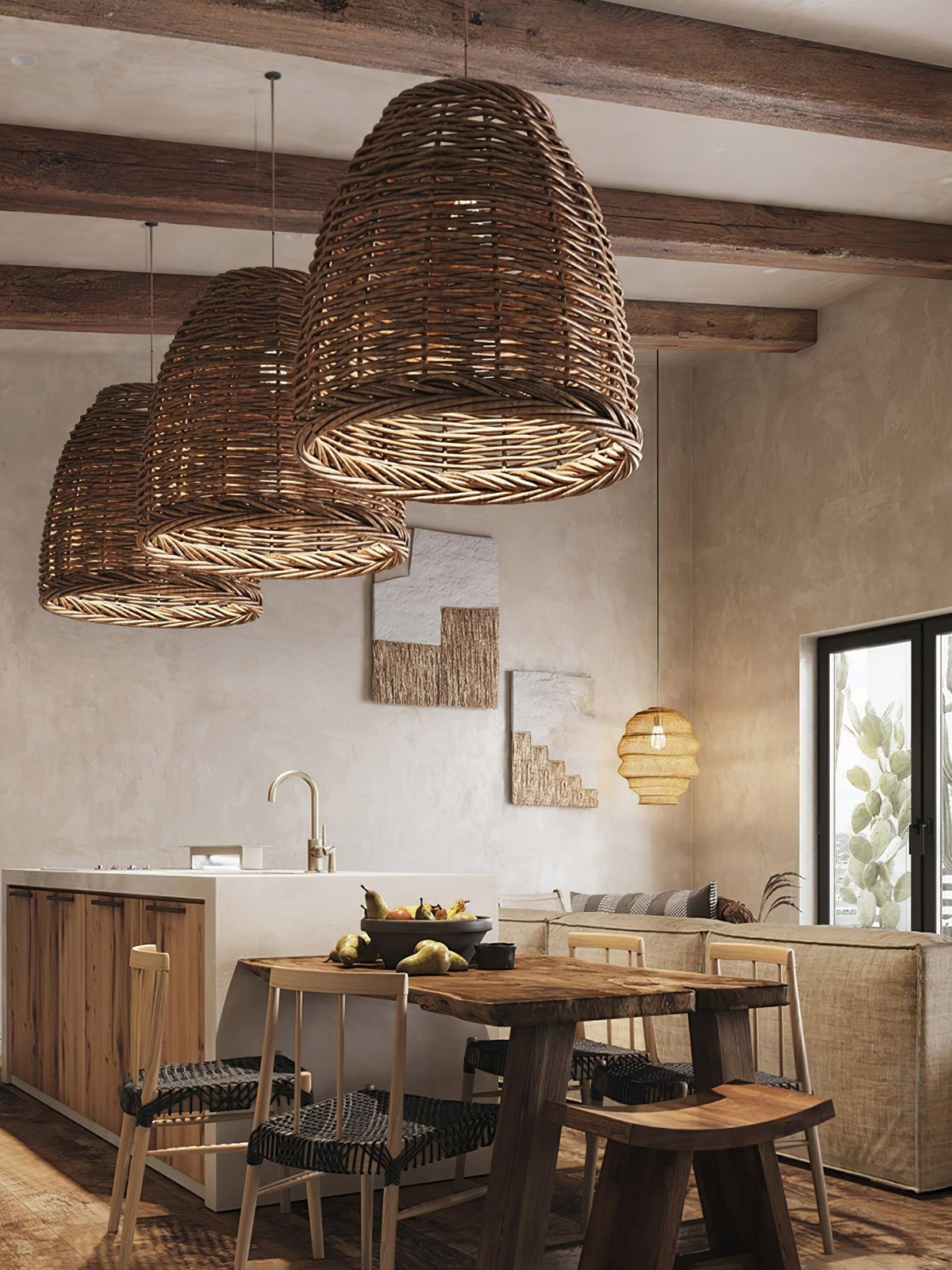 Candeeiro suspenso vintage em vime Wickora