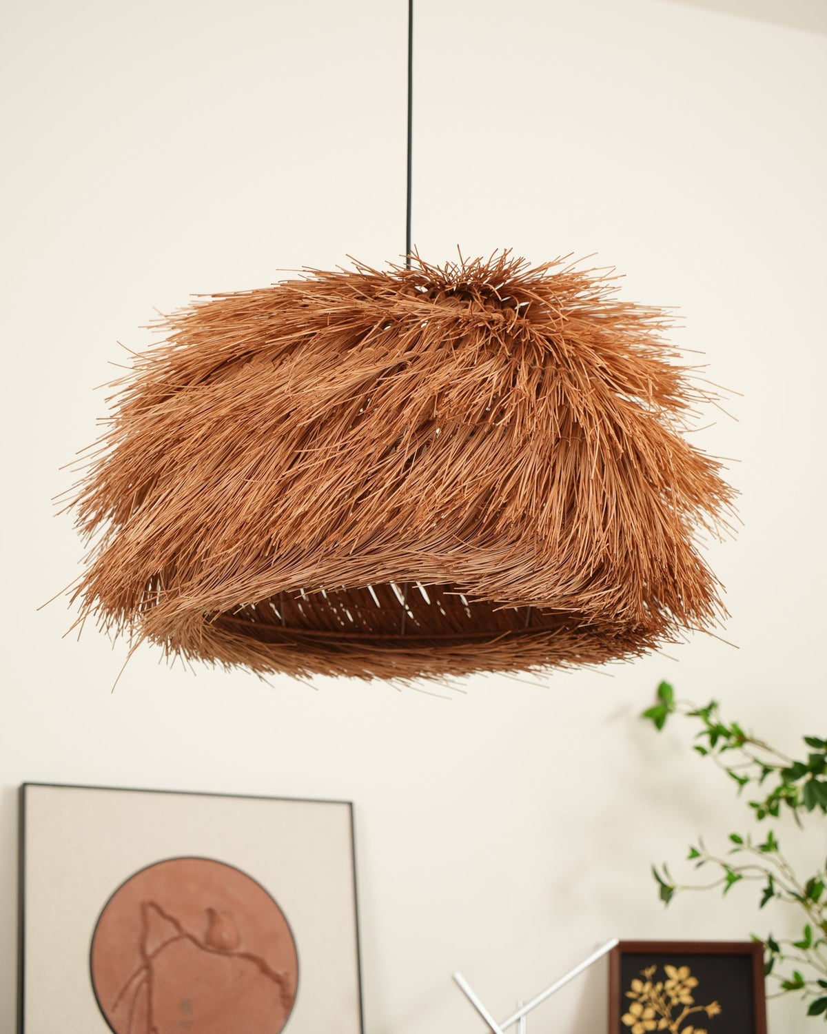 Candeeiro suspenso vintage em vime Wickora