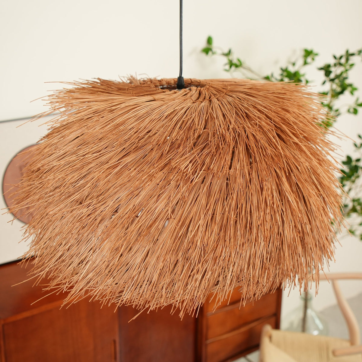 Candeeiro suspenso vintage em vime Wickora