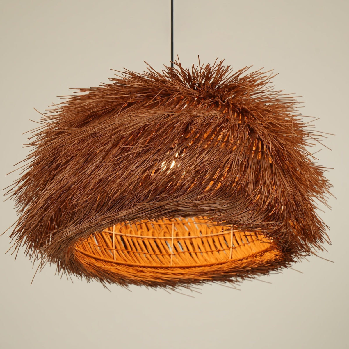 Candeeiro suspenso vintage em vime Wickora