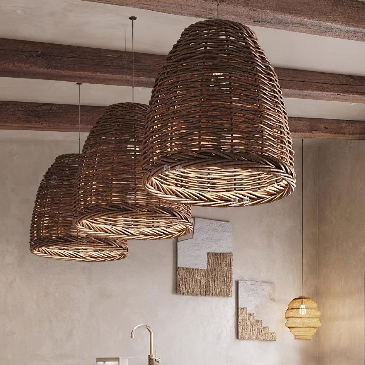 Candeeiro suspenso vintage em vime Wickora