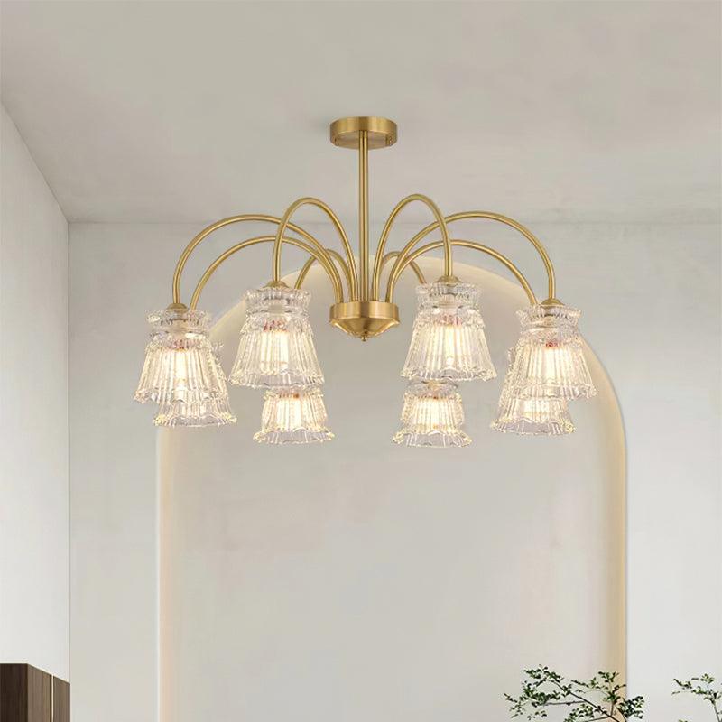 Rostor lysekrone i krystalglas, guld, mid-century