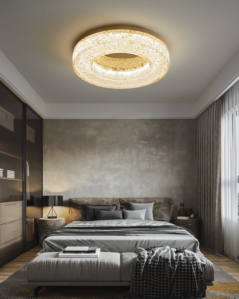 Dovira cirkelformad taklampa i harts med iskrackelerad design