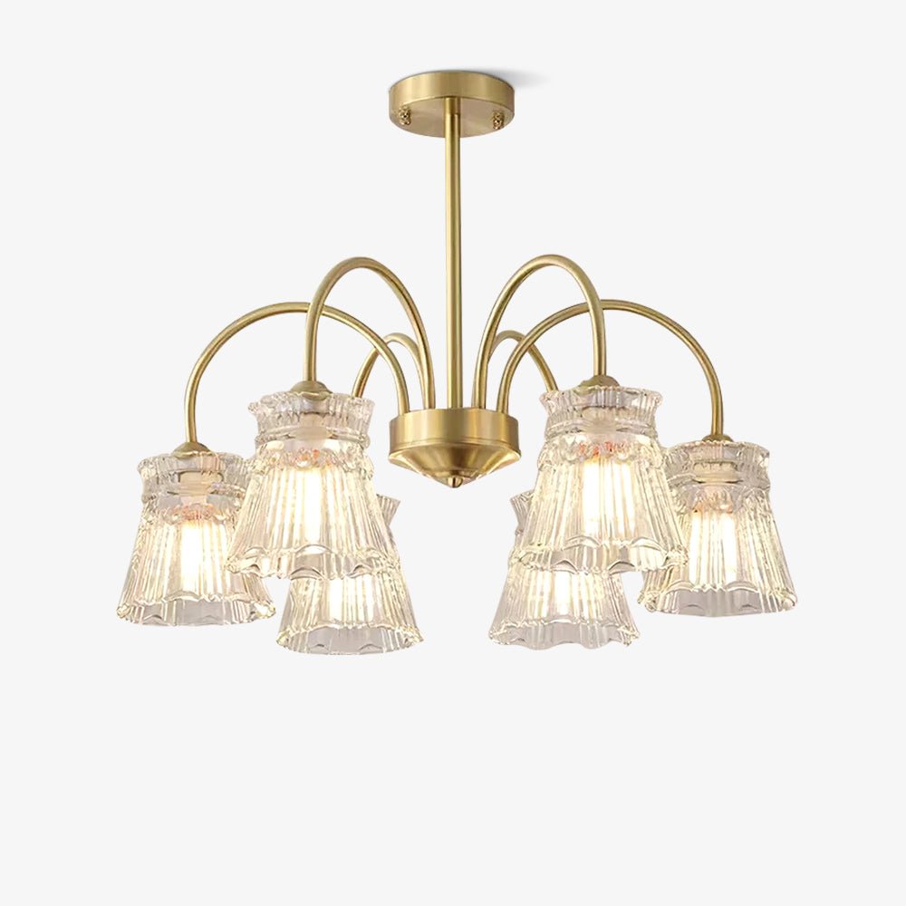 Rostor lysekrone i krystalglas, guld, mid-century
