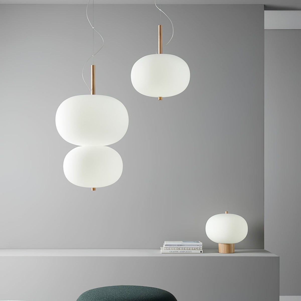 Moderne glaspendellampe Duality