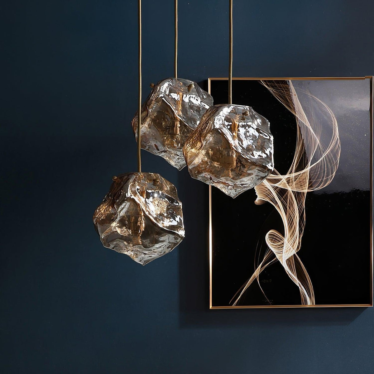 Ice Glass Pendant Light Brass