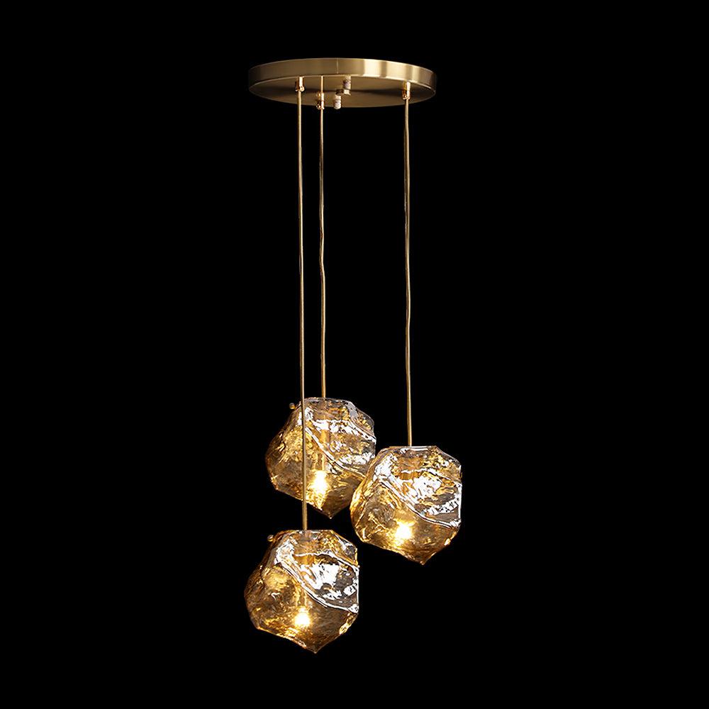 Ice Glass Pendant Light Brass